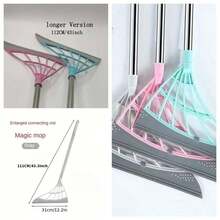 1pc Magic Broom Longer Version 112cm/43inch Rubber Strip Broom Broom Silicone Sweep Cleaning Floor Wiper Silicone Broom Domestic Toilet Lazy Broom ,A Broom Beloved By Young People, Middle-Aged Women, And The Elderly - 深灰色 - 查看 1