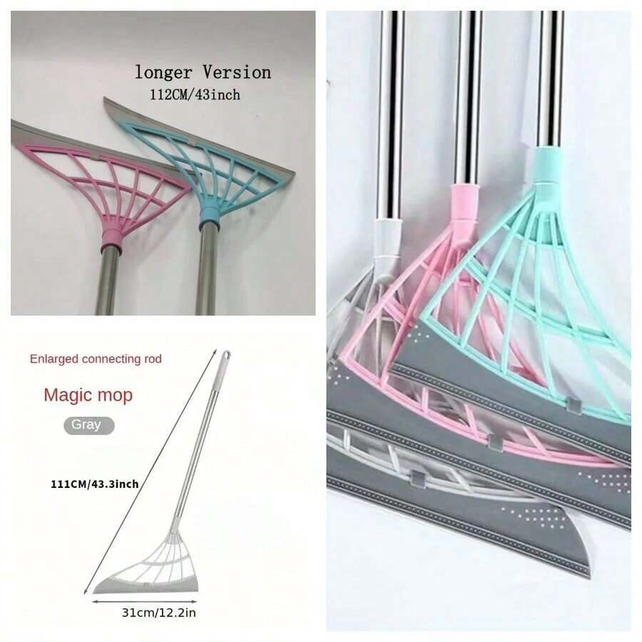 1pc Magic Broom Longer Version 112cm/43inch Rubber Strip Broom Broom Silicone Sweep Cleaning Floor Wiper Silicone Broom Domestic Toilet Lazy Broom ,A Broom Beloved By Young People, Middle-Aged Women, And The Elderly - 深灰色 - 查看 1