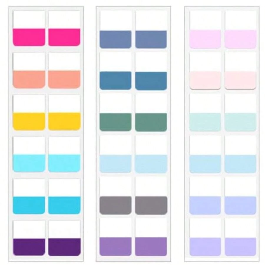 360 PCS 1 Inch Colored Book Sticky Index Tabs Self Adhesive Repositionable Page Tabs For Textbooks Notebooks Planners File Classification 18 Colors 1" Wide - 18 Colors - View 1