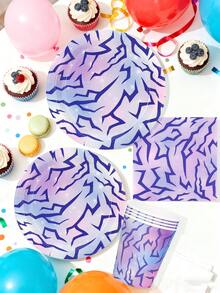 10件/20件套韩流主题派对用品粉色蓝色紫色韩流生日派对纸盘纸杯餐巾纸餐具套装，适用于音乐女孩、女性生日、迎婴派对、单身派对装饰 - 彩色 - 查看 4