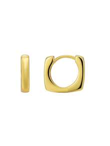 Charm-In Pendientes de aro chapados en oro (disponibles en estilo concha colgante / ola texturizada / cuadrado minimalista) - Joyería de moda, adecuada para uso diario, playa, fiesta, gran regalo para mujeres - Dorado - Ver 14