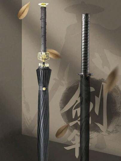 1pc Samurai Sword Shaped Umbrella, General Sword Style Umbrella, Retro Umbrella, Samurai Sword Style Umbrella, Fashionable General Sword/Samurai Sword Style Long Handle Umbrella - Waterproof, Manual Open, 8-16-24 Ribs, Warrior Style Automatic Umbrella Long Handle - Steel Frame, Spring Summer Picks, Brides Maid Gifts, Room, Bedroom Decor, Bedroom Decor, Beach, Travel, For Men, For Women, Vacation,Women's Day,Travel Essentials,Wedding Favours,Y2k,Bedroom,Car Accessories Women,Kitchen Decor,Cute Stuff