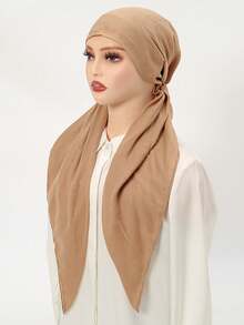 1 件女士纯色穆斯林头巾，时尚简约轻便头巾，保守毛巾头巾，适合祈祷，透气