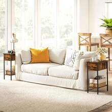 Side Table With Open Compartment And Drawer, Bedside Table, Metal Legs, Wood, Brown