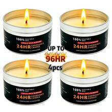4pcs Smokeless Windproof Emergency Candles, 80g Per Candle, Natural Soy Wax, Metal Container Packaging, Suitable For Indoor And Outdoor Use, Great For Outdoor Parties, Hiking, Camping, Emergency Lighting