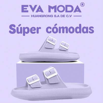 EVA MODAR EVA MODA Serie CloudBuckle - Pantuflas de EVA de Alta Calidad, Suela Gruesa Antideslizante, Doble Hebilla Ajustable, Para Interior y Exterior, Cómodas y Duraderas Todo el Año.