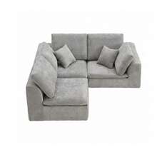 Sofás seccionales de 3 plazas para sala de estar, sofás modulares con asientos profundos, sofá seccional tipo nube, fundas de sofá lavables, sofá moderno minimalista para sala de estar o apartamento, color gris claro. - Gris Claro - Ver 6