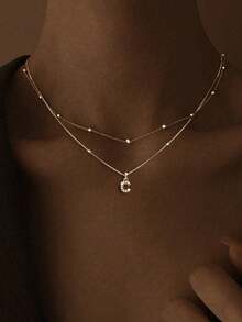 S925 Sterling Silver Letter Necklace, 14K Gold Plated, Customizable 26 A-Z Letter Pendant, Elegant Jewelry, Valentine's Day Gift, Women's Choice - Silver - View 6