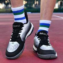 Men & Women Badminton Shoes, Carbon Board + Air Cushion Rubber Sole, Ultra-Light, Breathable, Anti-Slip, Wear-Resistant, Professional Badminton Match & Training Shoes - Black and White - View 7