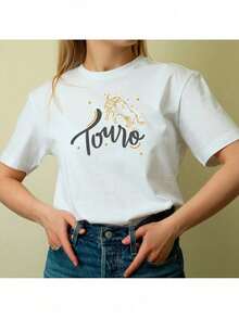 Taurus Zodiac Sign T-Shirt, Horoscope, Premium 100% Cotton, Unisex - White - View 1