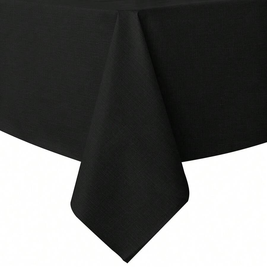 Sancua 1OO% Waterproof Rectangle PVC Tablecloth - 54 X 108 Inch - Oil Proof Spill Proof Vinyl Table Cloth, Wipe Clean Table Cover For Dining Tables, Buffet Parties And Camping, Black - Black54inchx108inchRectangular - View 1