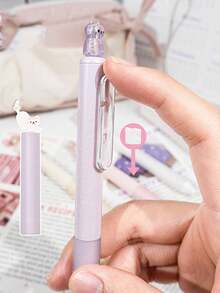 一盒4支装创意猫咪造型0.5mm速干中性笔,速干黑色墨水,轻巧塑料笔身,办公用品黑色中性笔,可爱猫咪珠光闪粉按压式中性笔,书写流畅,适用于办公、日记、猫咪爱好者礼物、创意文具、创意设计办公人员专属 - 彩色 - 查看 8