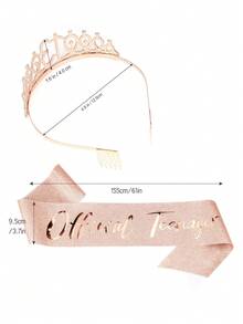 13th Birthday Crown & Sash Set, Rose Gold Tiara, Teen Gifts - 13 - View 4