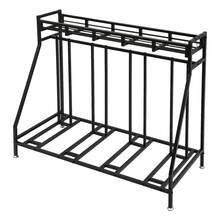 Fahrradständer mit 4 Parkplätzen, Boden Fahrradhalter mit Haken, Fahrradständer - Schwarz - Übersicht 3