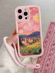 Starry Night Painting Textured Hollow Tempered Glass Phone Case, Compatible With IPhone 14, 14 Pro, 14 Pro Max, 13, 13 Pro, 13 Pro Max, 11, 11 Pro Max, 12, 12 Pro, 12 Pro Max, XR, XS, 15, 15 Pro, 15 Pro Max, 16, 16 Pro, 16 Pro Max, 17, 17 Pro, 17 Air, 17 Pro Max, Galaxy S24, A04, A12, A13, A14, A23, A24, A32, A33, A51, A52, A53, A54, A72, S20 FE, Redmi 9, Redmi 9A, Shockproof Protective Cover - Multicolor - View 2