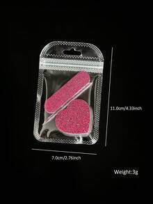 3件套红色和粉色节日美甲锉抛光块卸甲海绵美甲护理工具套装，情人节和新年美甲套装，带心形图案 - 彩色 - 查看 6