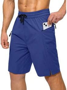Men's Swim Trunks Quick Dry Board Shorts With Zipper Pockets Beach Shorts Bathing Suits Men - No Mesh Liner - 藍色 - 查看 1