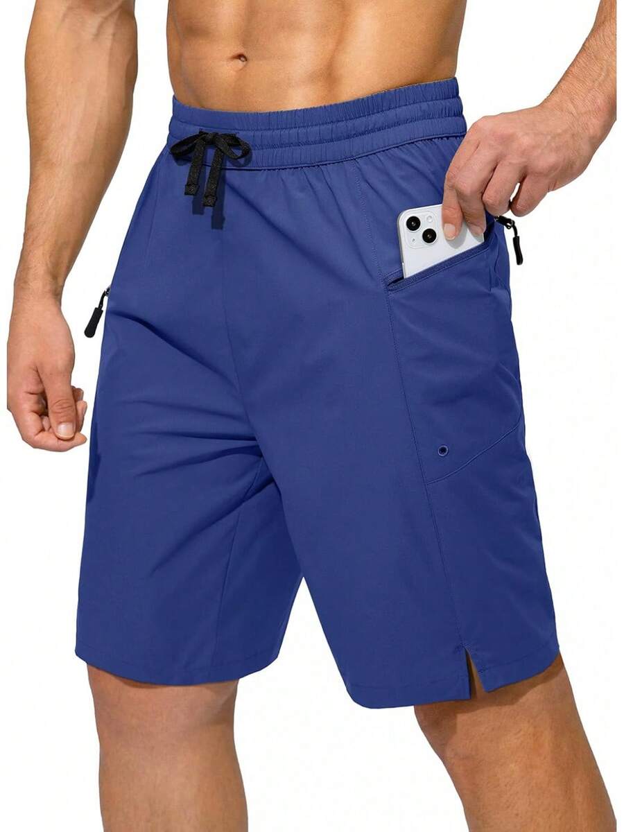 Men's Swim Trunks Quick Dry Board Shorts With Zipper Pockets Beach Shorts Bathing Suits Men - No Mesh Liner - 藍色 - 查看 1