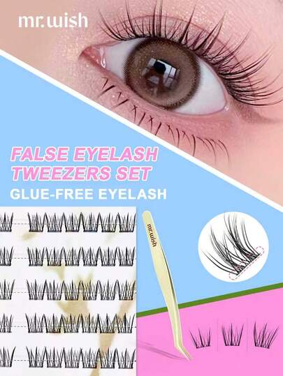  96pcs Animal Series Tweezers Set - Bird Series, Big Eye Plus Bulk Pack, Glue-Free Stainless Steel Tweezers, Curled Segmented Natural Cartoon Eye False Eyelashes, MR.WISH