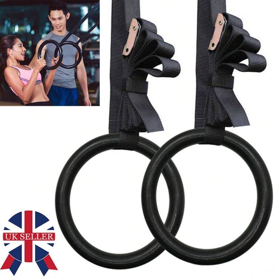Gymnastic  Rings With Straps Gym Fitness Strength Training Pull Up 400KG - A - View 1