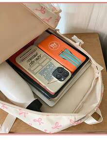 1 Set Of 3 Pieces Japanese Style Bow Backpack, Large Capacity Cute Backpack Suitable For Students, Lightweight And Fashionable, Can Easily Fit Books, Stationery And Other Items - Pink - View 7