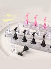 1个亚克力底座 + 5个亚克力美甲练习贴片架，美甲练习支架，美甲练习贴片，美甲印花板，美甲支架，美甲贴片，美甲工具，化妆间装饰 - 彩色 - 查看 4