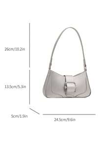 Elegant Crescent-Shaped Underarm Shoulder Bag For Women, Chic Casual Fashion, Solid Color Underarm Bag - Silver - View 5
