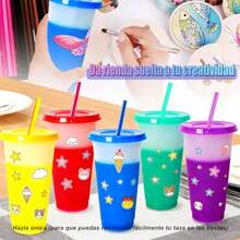 CYPN15 Piezas Taza termocrómica Taza de viaje de gran capacidad 710 ml con tapa ideal para granizados café helado y jugos de frutaFashion - 30 - Ver 7
