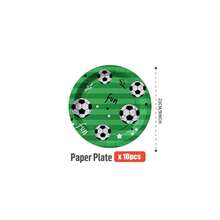 一套绿色星星足球图案一次性餐盘、餐巾纸、纸杯，适合25位客人使用，一次性纸盘，派对用品，适用于生日、婚礼、主题派对、家庭野餐等。 - 彩色 - 查看 9