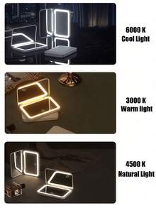 LED化妆镜，便携式迷你化妆镜，USB充电式LED旅行化妆镜，带灯口袋镜，可调节灯光，3种灯光模式 - 白光、自然光、暖光，触摸屏亮度控制，多功能化妆镜，适用于宿舍、旅行、化妆、办公室、卧室，最佳圣诞礼物（女士适用） - 彩色 - 查看 7