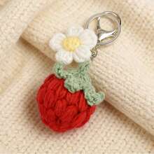 Handmade Crocheted Strawberry & Flower Keychain Set - 3pcs Cute Summer Bag Charms & Purse Accessories For Women, Unique Handcrafted Gifts For Mom, Valentine's Day Present For Her, Boho Chic Key Chains For Purse & Phone, Artisan Phone Charms & Lanyard, Thoughtful Gifts For Women & Men - A - 查看 3