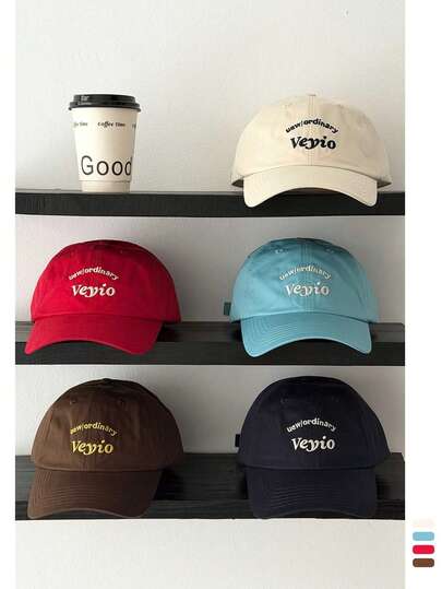 1 chiếc mũ lưỡi trai Soft Crown Ins Blogger's Same Letter-Embroidered Streetwear, kiểu dáng unisex dành cho cặp đôi, trang trí chữ cái, dây đeo điều chỉnh được, mẫu mới mùa xuân/hè.