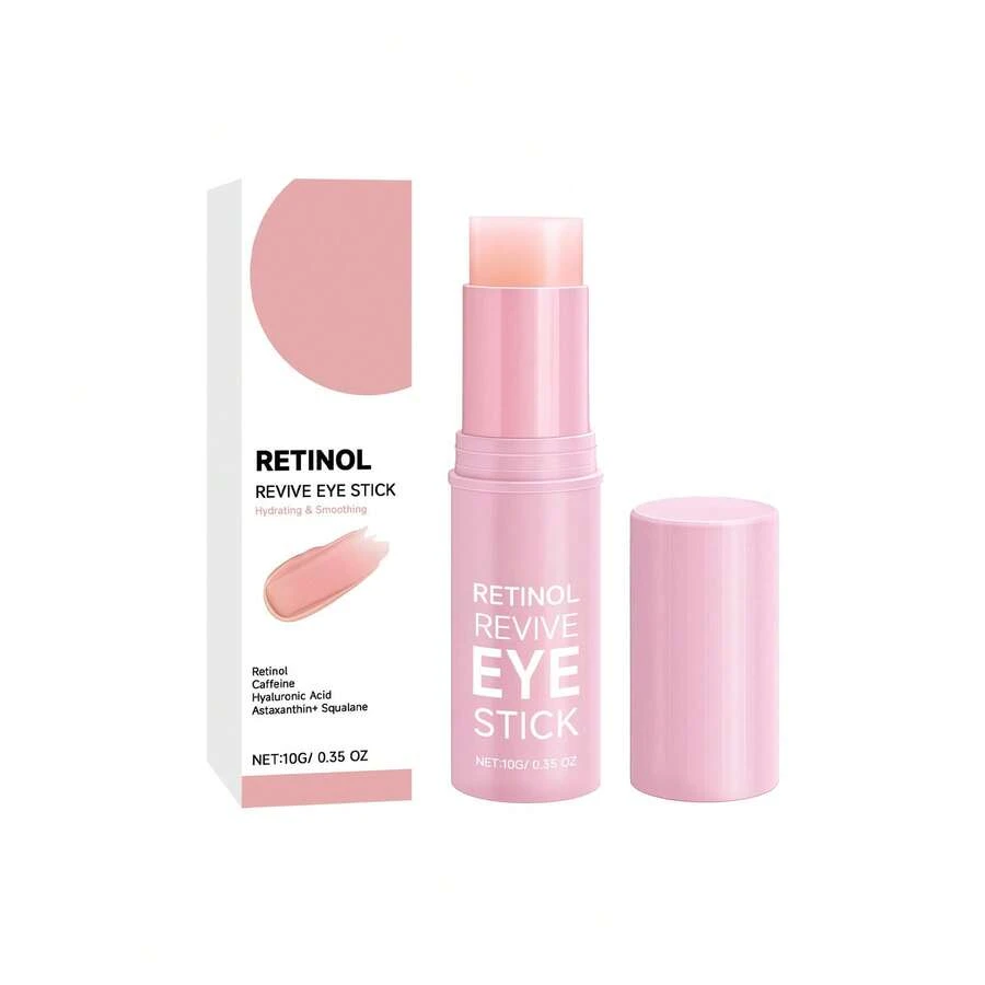 视黄醇眼霜 - 紧致眼霜棒，减少细纹，蕴含角鲨烷、维生素E、透明质酸、咖啡因，保湿，增强肌肤弹性 - 粉色 - 查看 1