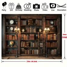 1 banner vintage pentru raft de cărți, fabricat din fibră de poliester, nu necesită electricitate, utilizare versatilă pentru ziua de naștere, Halloween, decor de perete pentru casă și birou, consumabile generale pentru petreceri de sărbători, fundal pentru fotografie și artă foto - Multicolor - Vizualizare 3