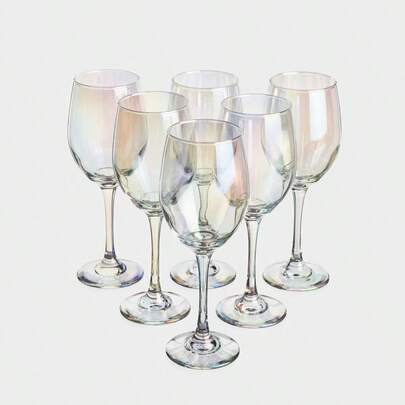 Jogo 6 Taças Vidro Rainbow Espelhado 330ml Água Vinho