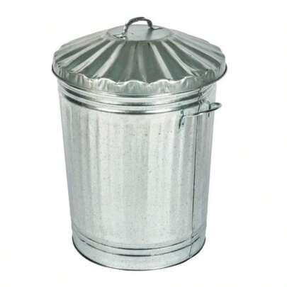 90L Galvanised Metal Rubbish Bin