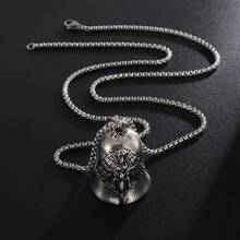 1pc Men's Motorcycle Bell Pendant Necklace, Suitable For Daily Wear - Silver - View 5