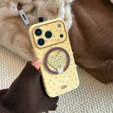 GUCADI Floral Magnetic Phone Case Compatible With IPhone 17 Pro Max, 16, 13, 15 Full Coverage Soft Case, Creative Geometric Design, Korean Style, Suitable For Women - Lemon Yellow - View 6