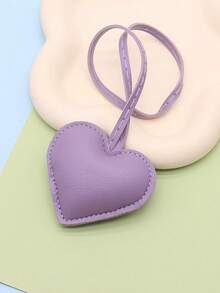 1pc Customized Engraved Logo Leather Heart-Shaped Strap, Minimalist Bag Charm, Car Keychain, Apparel Accessory, Couple Backpack Pendant - Multicolor - View 9