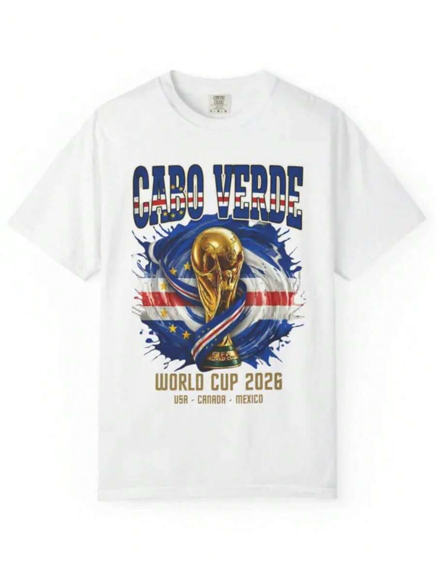 Cabo Verde World Cup 2026 T Shirt Colors, Soccer Fan Tee, Football Shirt Unisex Gift For Couples - White - View 1