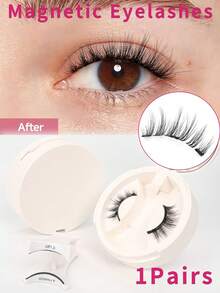 1 pereche de gene false magnetice naturale reutilizabile, ondulate CC, cu ondulator de gene, ambalate individual, nu necesită lipici, ușor de purtat și îndepărtat, set de gene false moi în stil desen animat 3D, lungime 3-11 mm - Gene țepoase Manga - Vizualizare 2