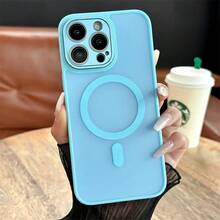 Funda Translúcida Mate Para Magsafe Para iPhone 16 15 Pro 14 13 12 11 Pro Max Cubierta de Carga Inalámbrica Magnética Protección de Lente - Verde Oscuro - Ver 10
