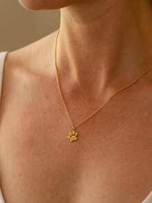 Sipuris Customized Dog Paw Engraved Necklace, Unisex Stainless Steel Hip Hop Pet Pendant, Exquisite Gift For Pet Lovers - Yellow Gold - View 2