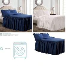 Decor - Juego de Colcha de 3 Piezas, tamao King, Azul Marino, Ropa de Cama King Azul - Colcha con Volantes, decoracin clsico de Granja - king+azul marino - Ver 8