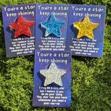1/4/5个装励志树脂星星装饰品,配有激励语录“你是一颗闪亮的星星,继续闪耀”,是考试、手术、困难时期、祝愿好运、感恩节、生日、情人节的安慰和鼓励礼物。 - 彩色 - 查看 17