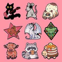 Raccoon, Panda Enamel Brooch, Cute Cow, Dragon Lapel Pin, Pine Tree Brooch, Badges, Backpack & Clothing Accessories, Funny Jewelry Gifts - Black - View 2