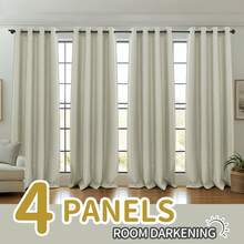 Set Of 2 Curtains Featuring A Minimalist Modern Design In Solid Colors, Farmhouse-Style Decor.These Lightweight Drapes Are Darkening In Bedrooms, Living Rooms, Or Offices, And Are Made From Imitation - White - View 10