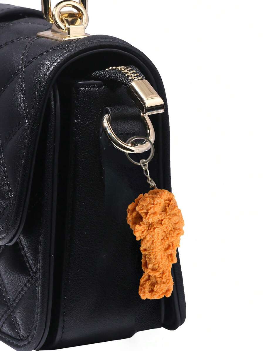 Fashion Chicken Nugget & Drumstick Keychain, Realistic Food Model Keyring, Cute PVC Food Pendant, Funny Keychain Decor Accessory For Luggage, Handbag, Wallet, Car Keys, Backpack, Unique Food Gift For Adults, Friends, Couples, Food Lovers, Back To School, Daily Decor, Birthday, Holiday, Party - A - View 1