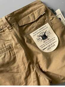 [¡Imperdible!​ ]Pantalón de Declaración de Lavado Pesado, Estilo Retro USA para Hombre. Acabado Grueso y Desgastado, Corte  de Trabajo - Un Básico de Herencia Urbana con Diseño Exclusivo - Caqui - Ver 4