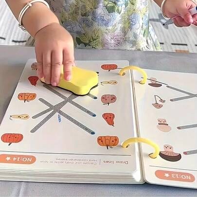 32 Pages/Book, Reusable Handwriting Practice Notebook, School Calligraphy Workbook, English Alphabet Learning Book, Montessori Educational Book, Educational. (Includes 10 Writing Pens)